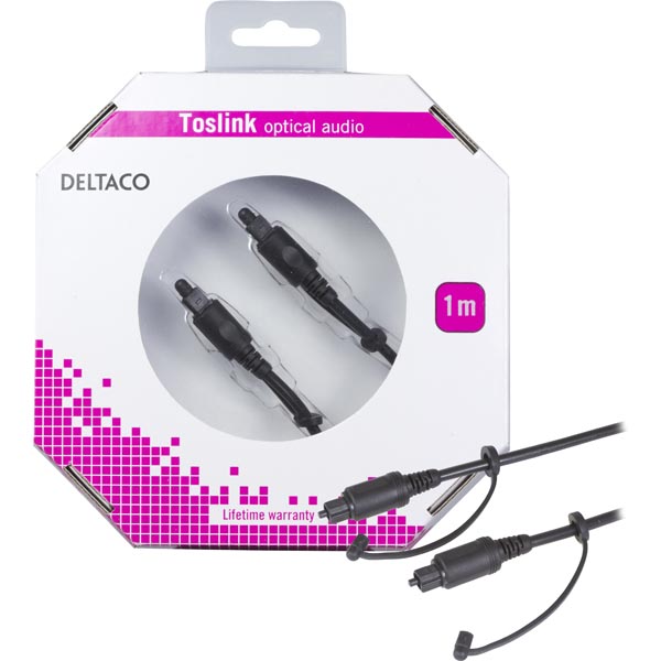 Deltaco Toslink - Toslink Optical Audio Cable, 1m